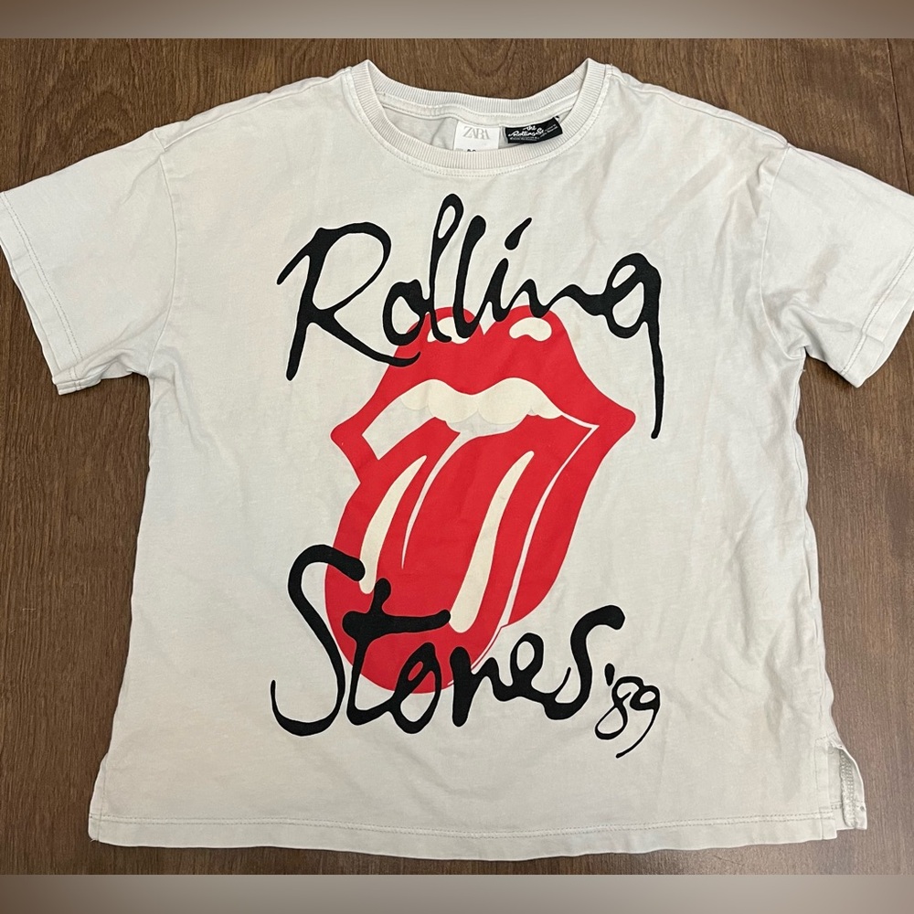 Zara Kids Cream Rolling Stones Graphic Tee